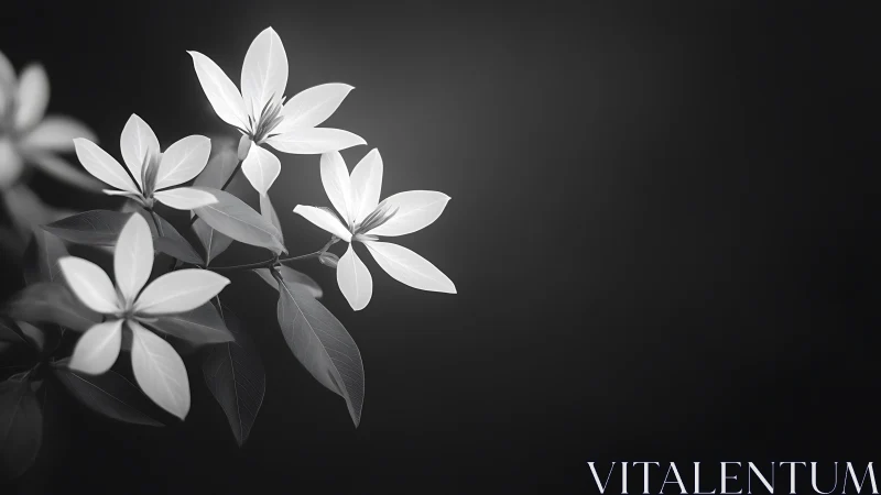 White Flowers Against Dark Background.