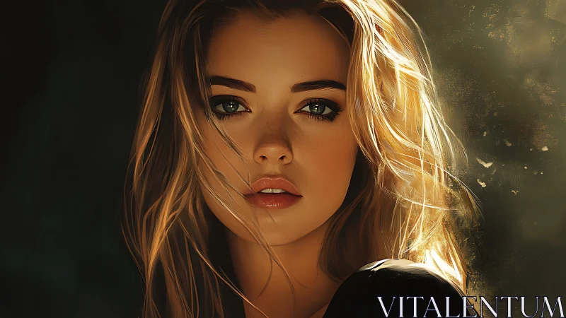 Digital portrait of young woman in warm directional light.