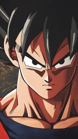 Anime warrior portrait shows intense forward-facing stare