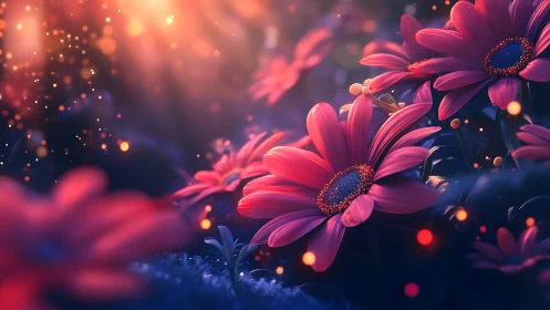 Glowing Gerberas Dance in Twilight Magic.