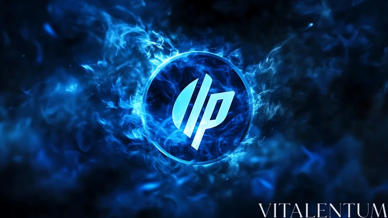 Electric blue logo orb crackles inside swirling plasma storm