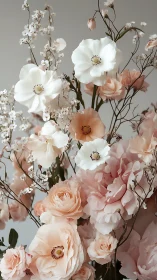 Elegant Floral Arrangement with White Anemones and Blush Roses