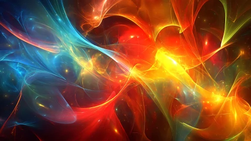 Glowing ribbons of color swirling in a dreamy cosmic dance.