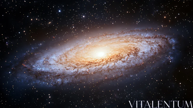 Spiral galaxy glows with dense starfield and bright central core