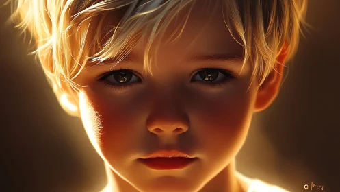 Child portrait with luminous rendering.