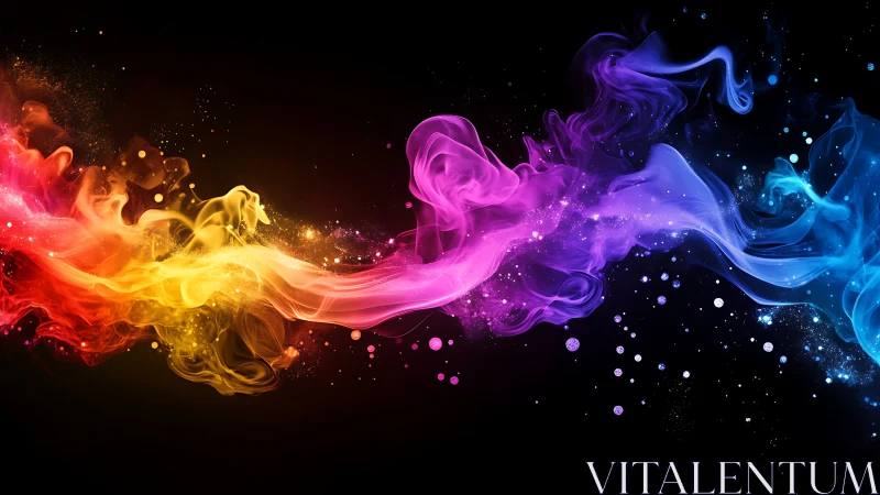 River of rainbow light swirling through a starry night sky.