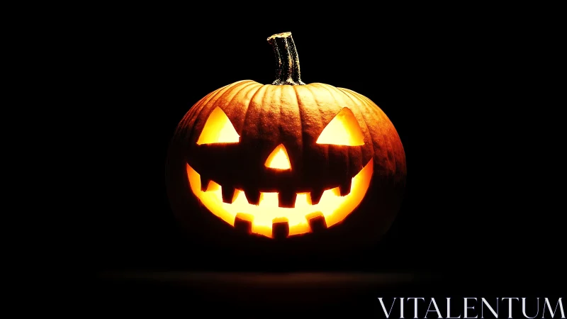 Glowing jack-o’-lantern grins in dramatic Halloween darkness