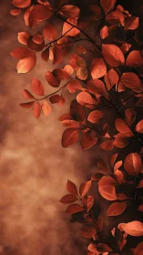 Autumn foliage border on warm textured background.