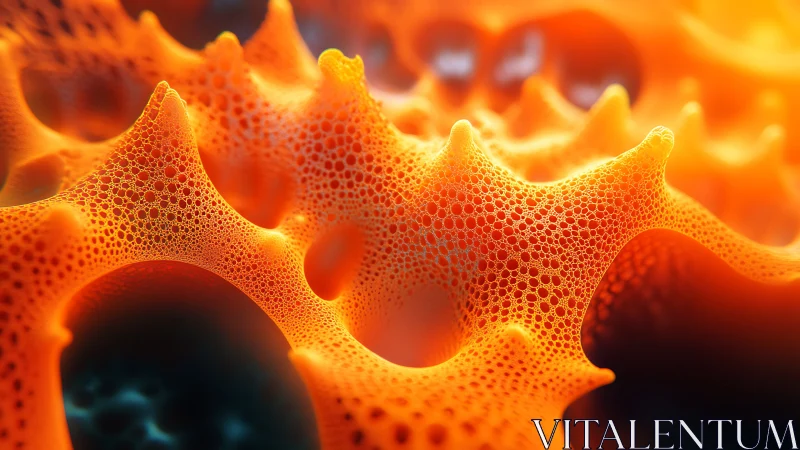Molten coral lattice hums with glowing cellular geometry