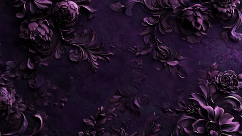 Deep Purple Floral Ornament Against Dark Textured Background.