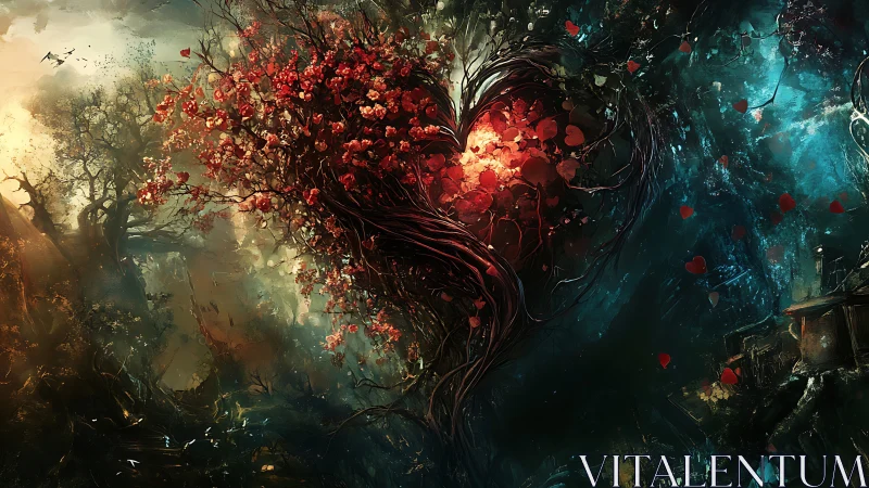 Bioluminescent composite face with asymmetric chiaroscuro rendering and chromatic divergence