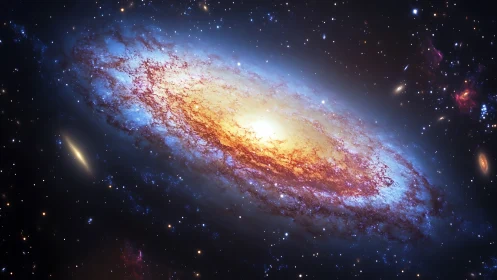 Spiral galaxy core glowing with dense starfield backdrop.