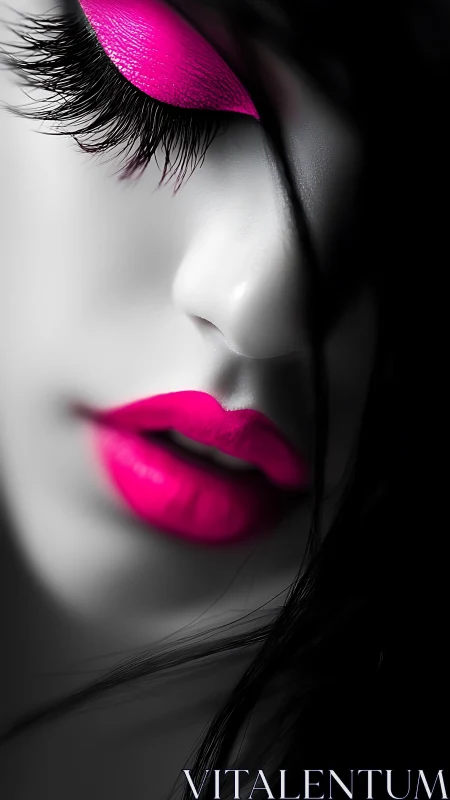 Soft monochrome beauty with vibrant hot pink accents.