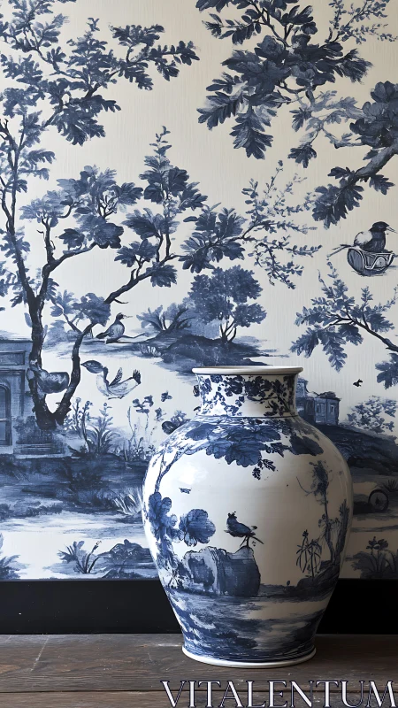 Porcelain daydream where vase and painted landscape merge.