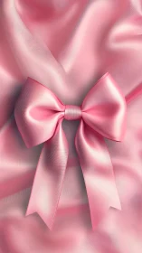 Pink satin bow over flowing fabric background artwork.