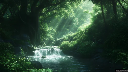 Luminous Gorge: Where Waterfalls Whisper Through Emerald Cathedrals.