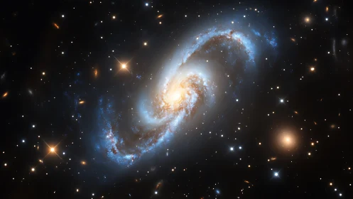 Colliding spiral galaxies whirl into a luminous cosmic embrace