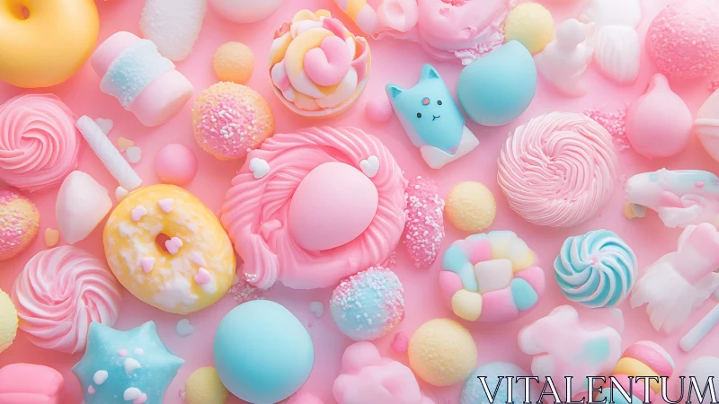 Candy Paradise. Pastel Sweets and Treats Composition.