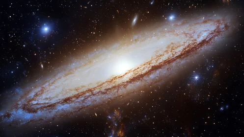 Spiral galaxy rendered with dense starfield and bright core