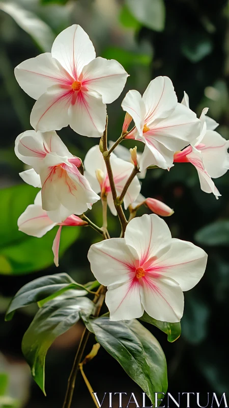 White Phlox Flowers With Vivid Pink Center Veining Blooms