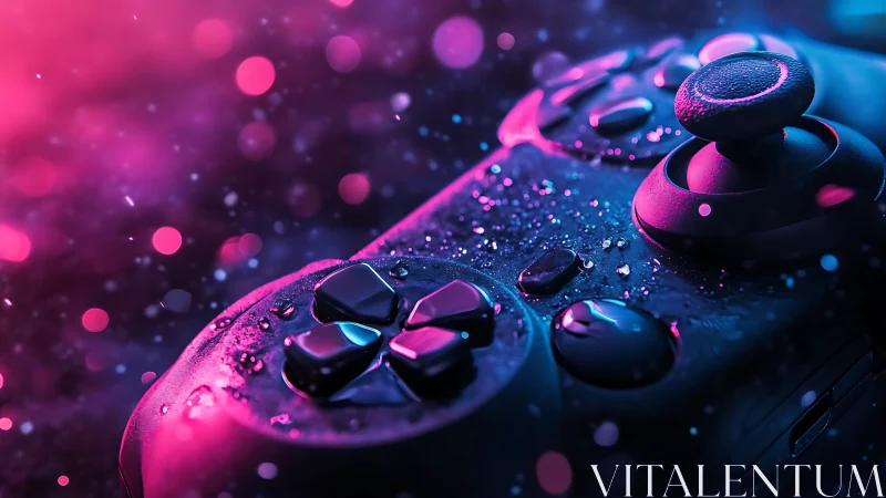 Neon droplets turn a game controller into a cosmic cockpit