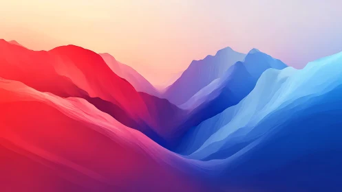 Gradient-rendered abstract valleys with red and blue slopes.