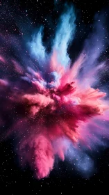 Cosmic pigment cloud erupts across deep black void