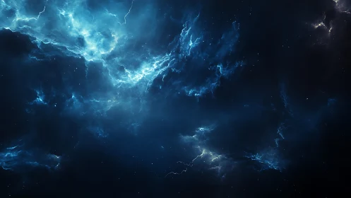 Stormlit nebula yawns across midnight galactic silence.