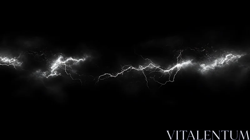 High contrast horizontal lightning arc on black negative space