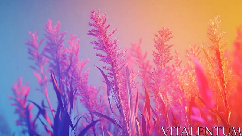 Chromatic Grain Field Glowing in Sunset's Prismatic Embrace.