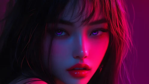 Chromatic portrait under neon split lighting simulation.