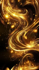 Golden light trails with swirling particle motion on black field.