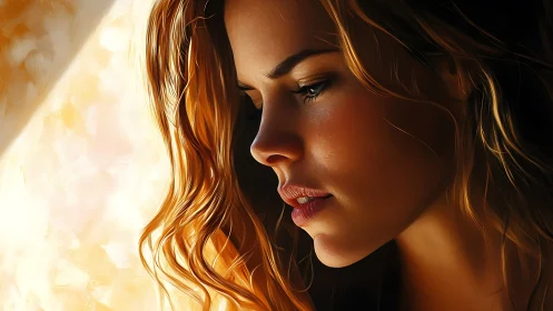 Side-lit female portrait renders soft introspective expression