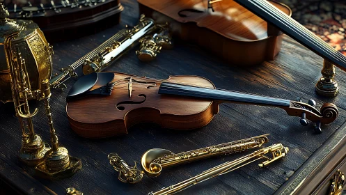 Orchestral heirlooms glow on a wooden stage of silence.