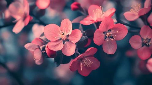 Cherry Blossoms with Extended Depth of Field and Warm Bokeh.