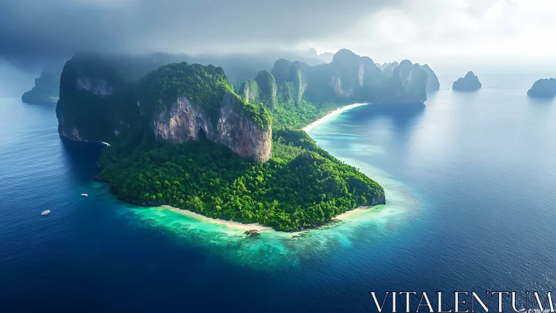 Limestone Islands Tropical Coastline Aerial View