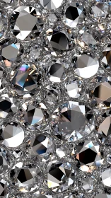 Close-up view of clustered cut gemstones in bright light.