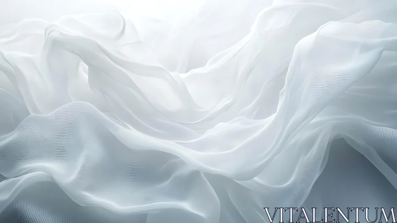 Ethereal White Fabric Flowing in Soft Abstract Style.