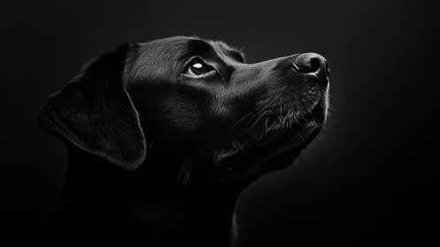Labrador profile in dramatic chiaroscuro lighting study.