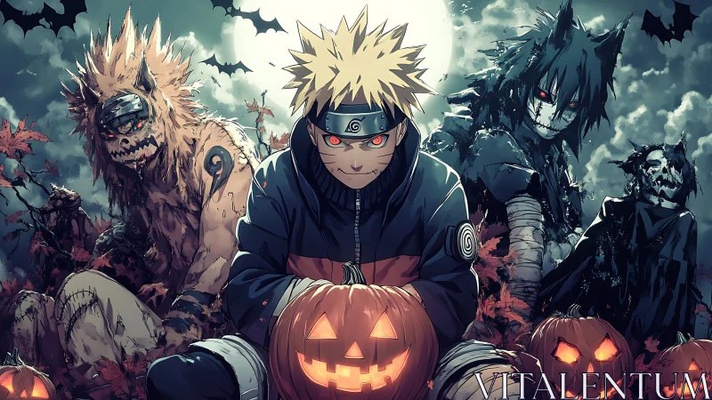 Haunted ninja night with glowing pumpkins and fierce friends.