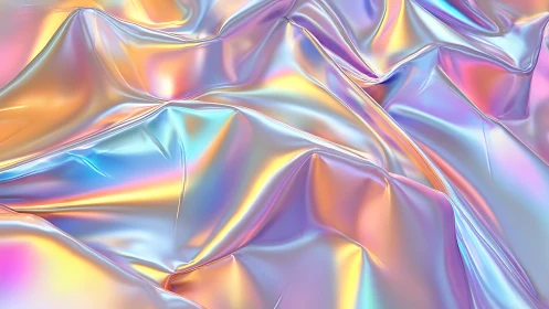 Iridescent folded surface with multicolor reflective sheen.