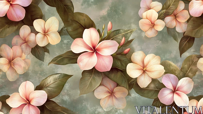 Pink and Cream Floral Composition with Textured Background.