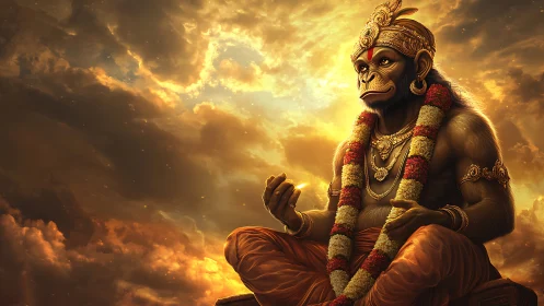 Sunlit simian sage in regal garlands of storm-brushed gold.