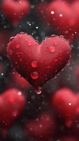 A Glowing Heart Adorned with Dewdrops.