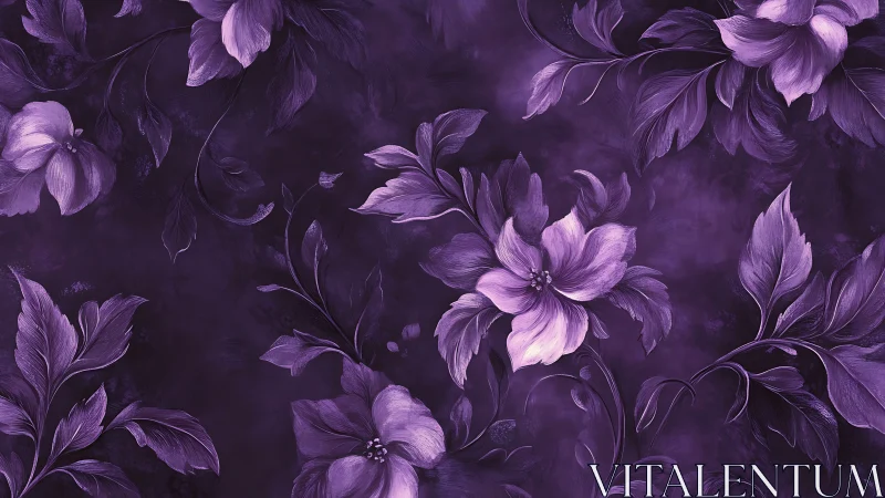 Purple Floral Tapestry: Layered Botanical Digital Composition.
