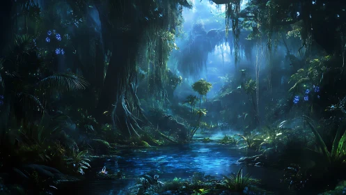 Ethereal Forest Sanctuary: Bioluminescent Jungle Oasis