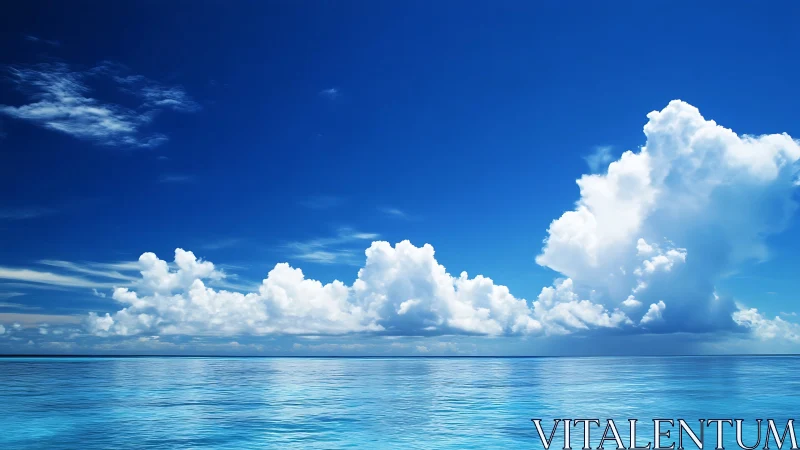Stratocumulus cloud bank over calm mid-ocean horizon line