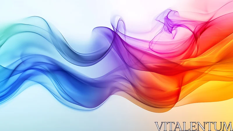 Flowing multicolor smoke waves over soft white gradient.