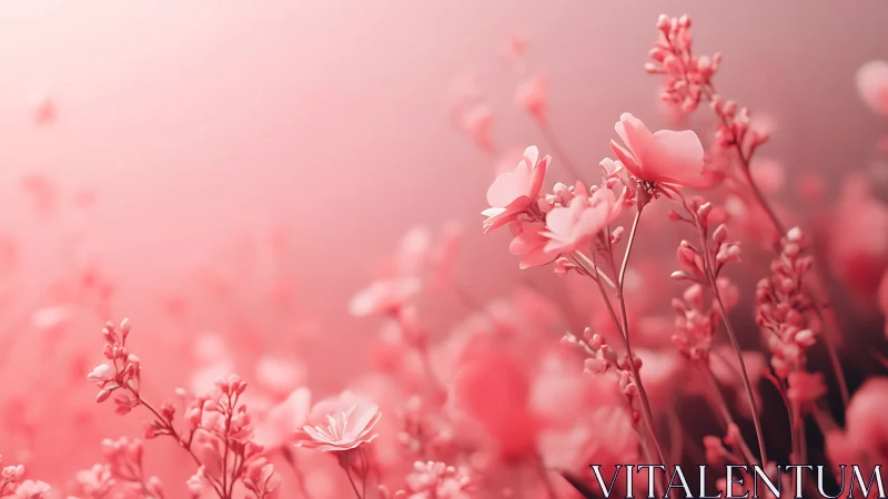 Soft Pink Flower Field with Blurred Blooms