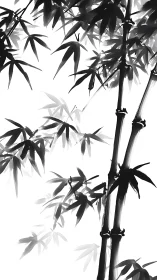 Monochrome ink rendering of bamboo stalks and leaves.